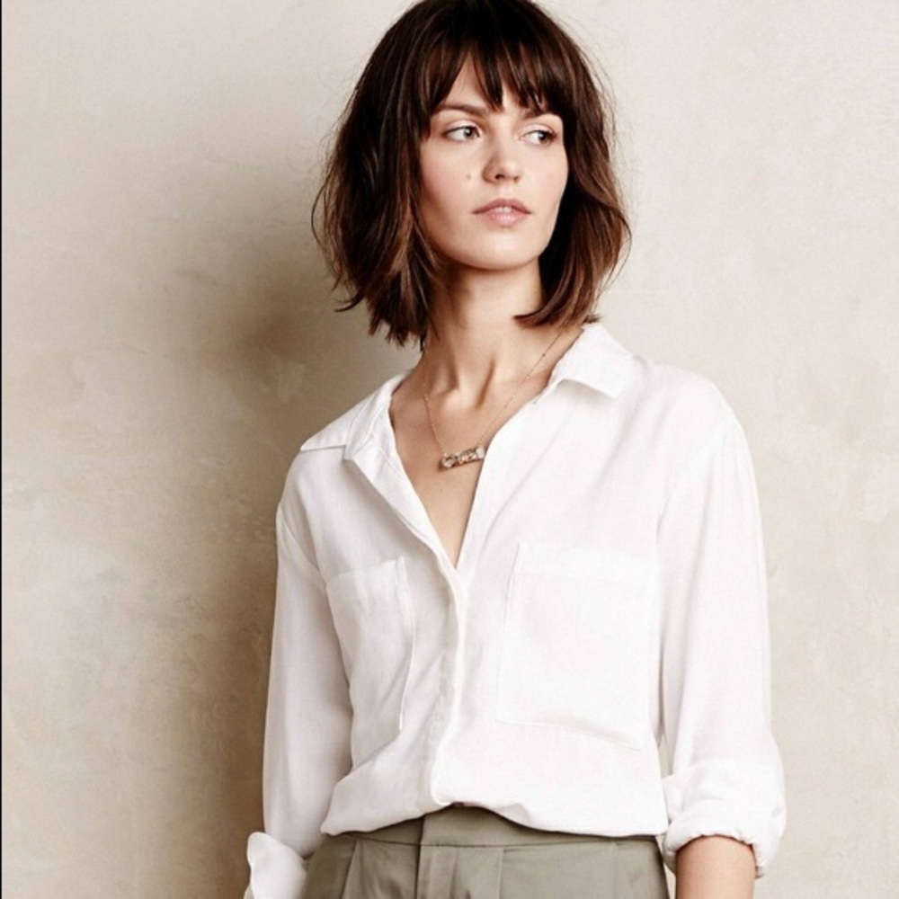 Anthropologie White Button-Down Shirt